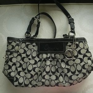 Authentic Black and Gray Coach Signature Purse
